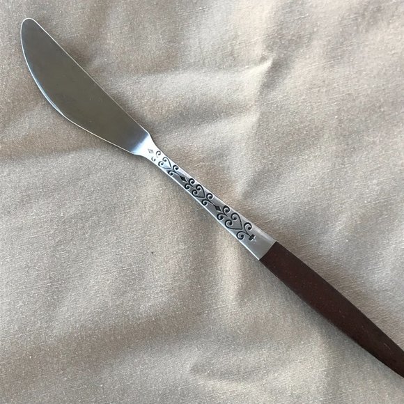 Interpur INR2 Stainless Butter Knife Brown Synthetic Handle MCM Flatware - Picture 1 of 5